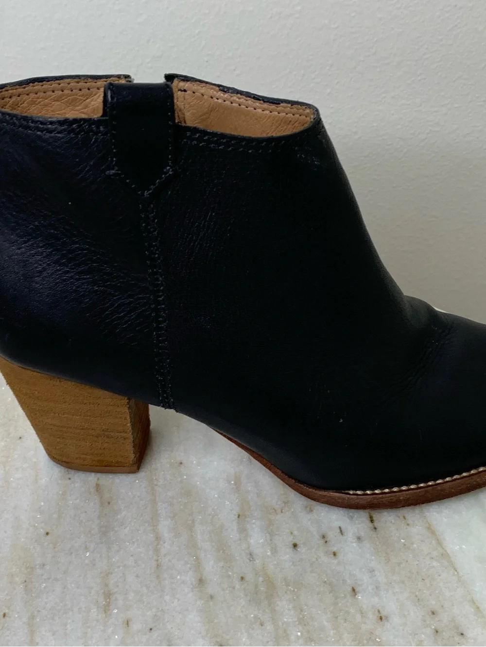 Madewell boot ankle “The Billie” black Leather style f5044 Stacked Sole - Picture 5 of 11